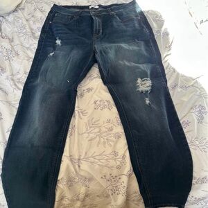 Kensie Dark Blue Distressed Boyfriend Jeans